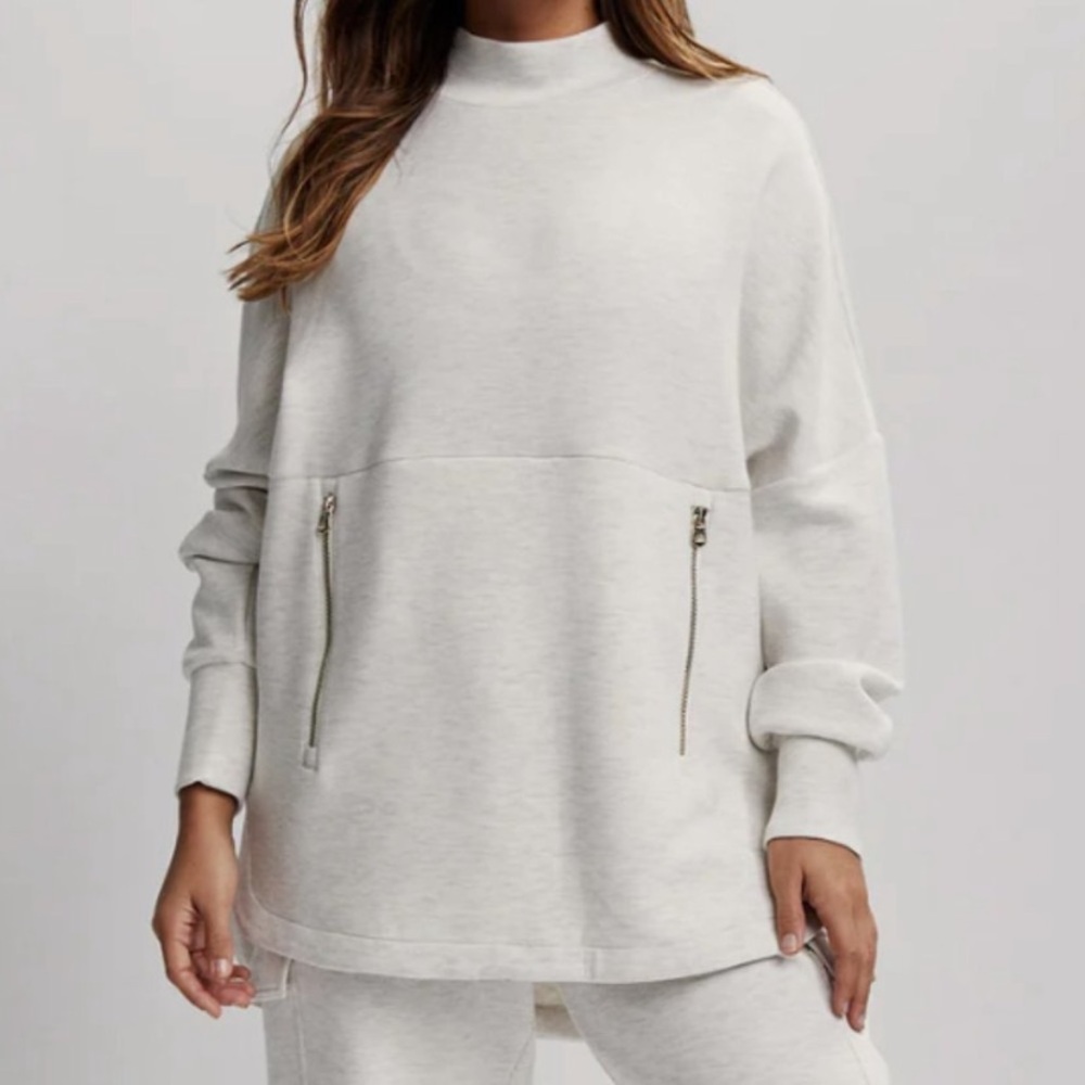 VARLEY Ivory Marl Bay Sweatshirt Oversize Fit Size XS